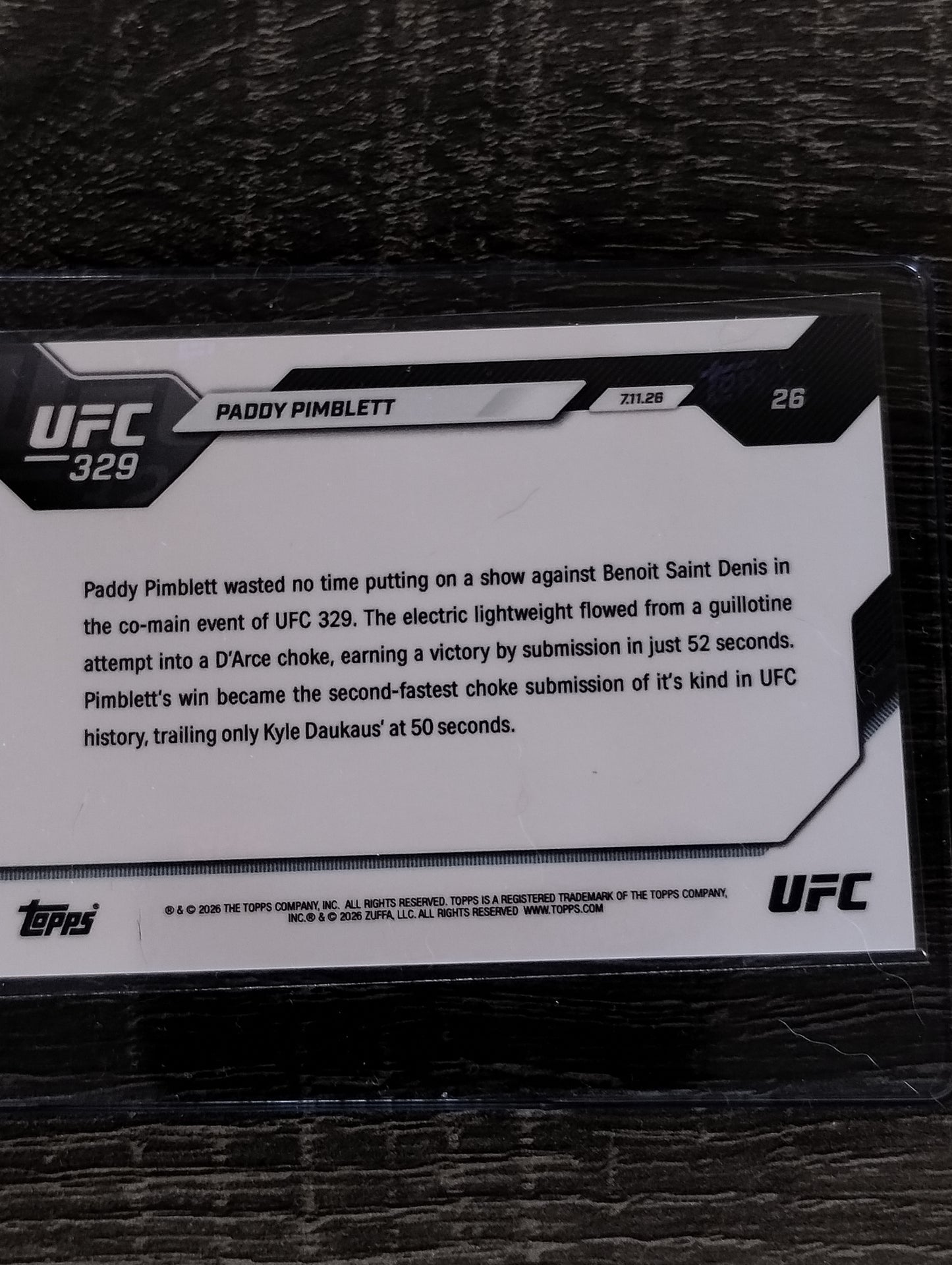 Paddy Pimblett - 2026 UFC Topps NOW® - Card 26