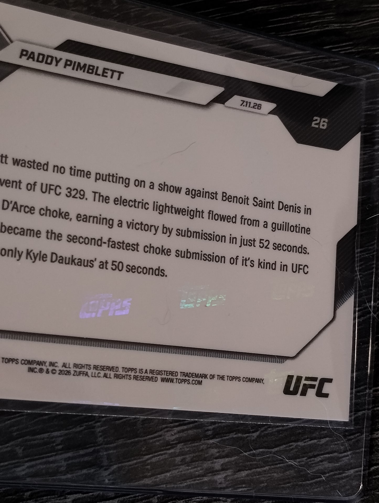 Paddy Pimblett - 2026 UFC Topps NOW® - Card 26